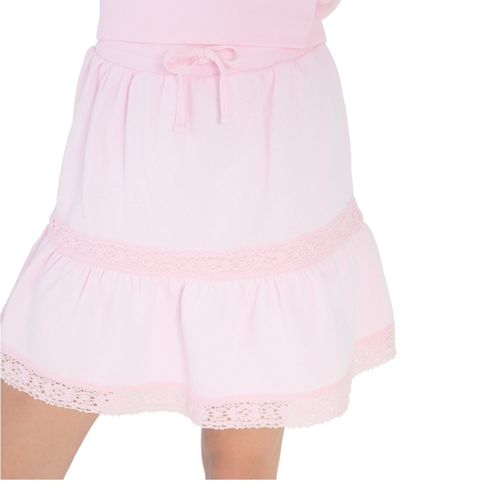 Women’s fleece skirt Treasures by Shabby Chic Pink Small with Lace detail- NEW